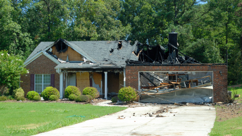 A home that has been damaged by a fire