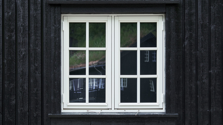 casement window with white wood