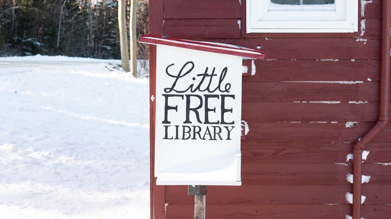 Little Free Library white sign