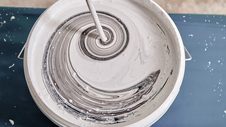 mixing gray paint