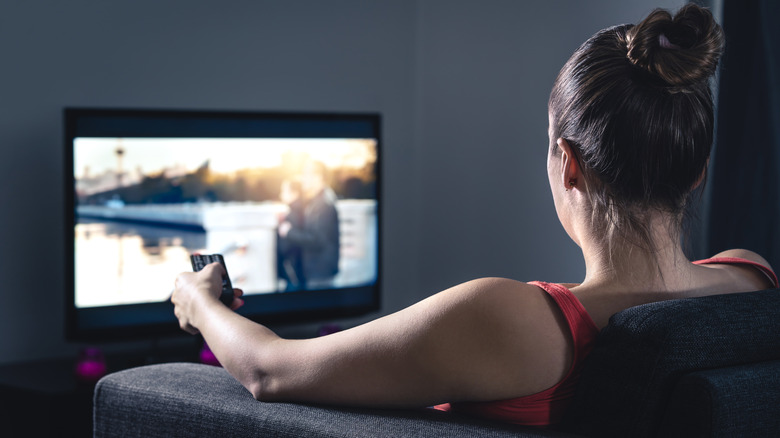 woman watching tv