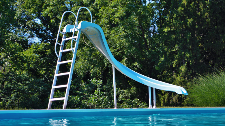 Water slide view from pool