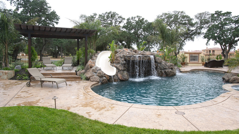 Luxury backyard pool slide