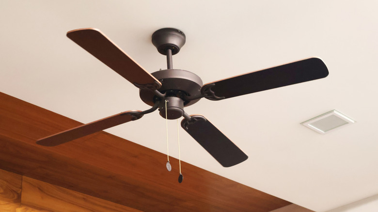 A black ceiling fan