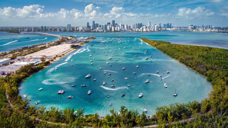 Biscayne Bay, Miami aerial view