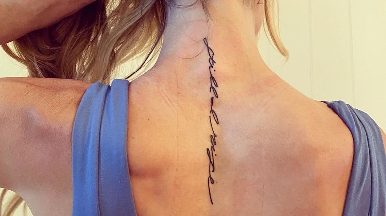 Christina Haack spiritual neck tattoo 