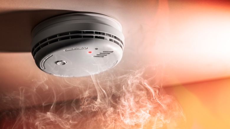 Smoke rising toward smoke detector