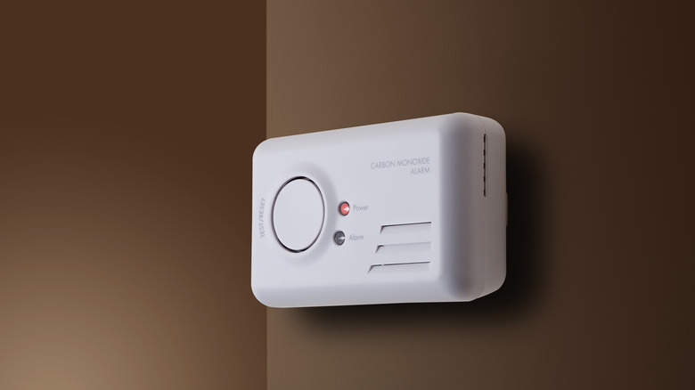 Carbon Monoxide alarm mounted to wall