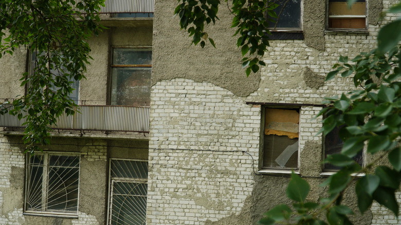 old brick stucco house