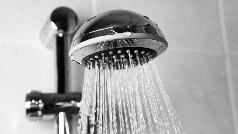 shower head spraying water