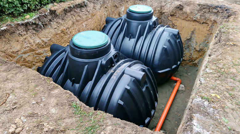 septic tank installation outside