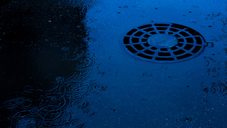 water drains away during heavy rain