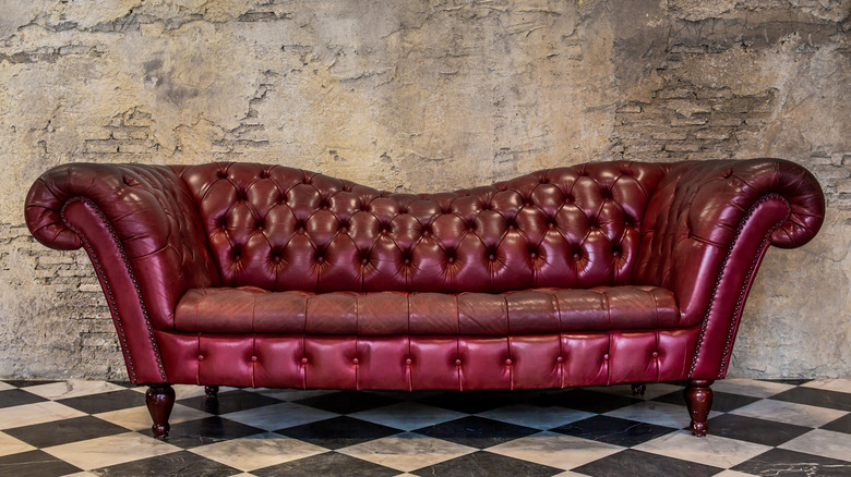 Red leather couch