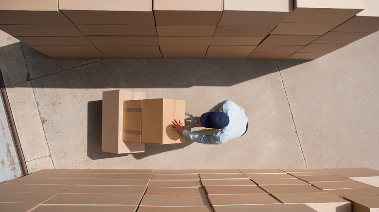 Man with dolly and boxes