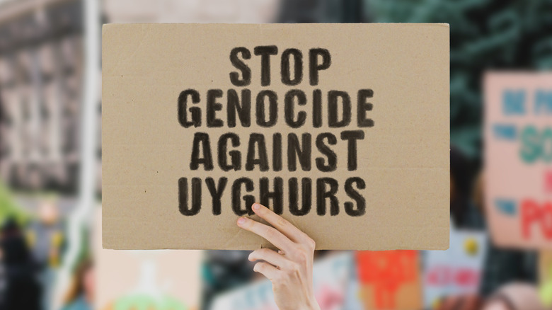 "stop genocide against Uyghurs" sign