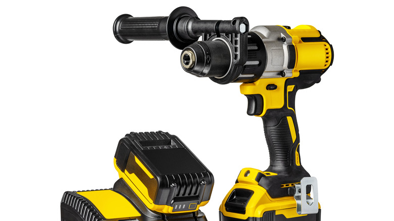 Yellow impact driver with battery charger