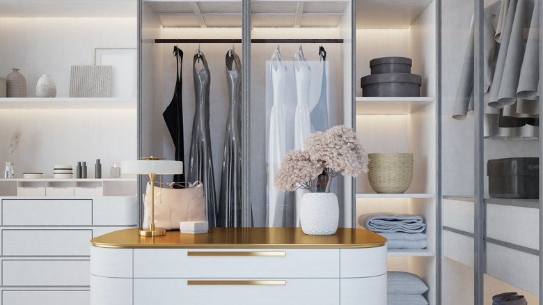 A clean, organized walk-in closet