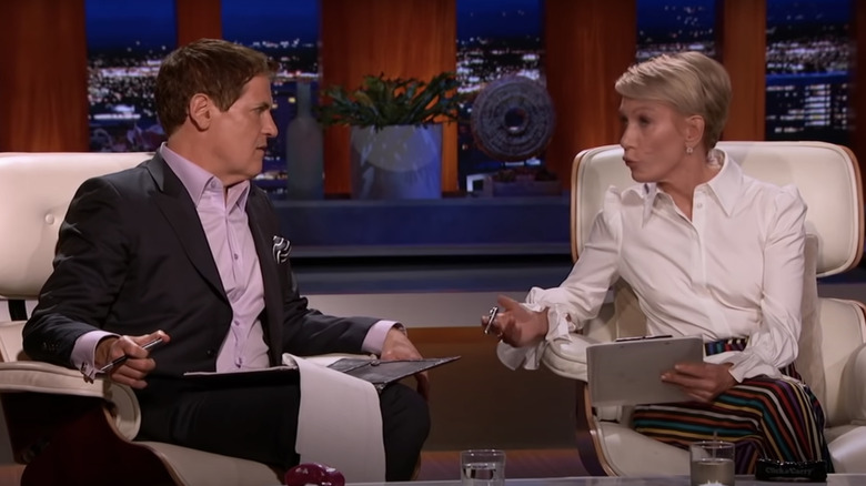 Mark Cuban talking with Barbara Corcoran