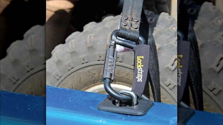 lockstraps hooked to vehicle