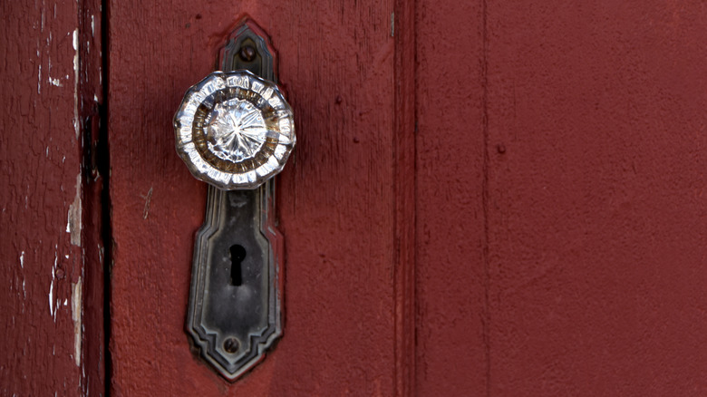 glass doorknob on old door