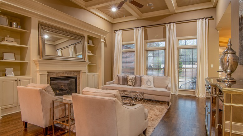 two-toned coffered ceiling