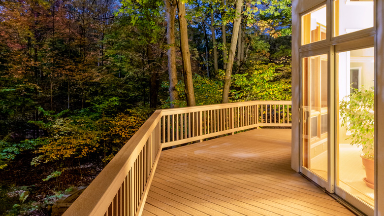 composite decking on wooded house