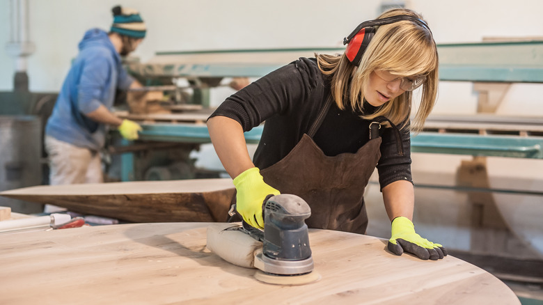 Woman crafting furniture