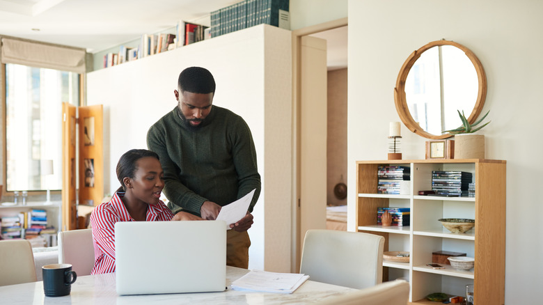 Couple going over bills