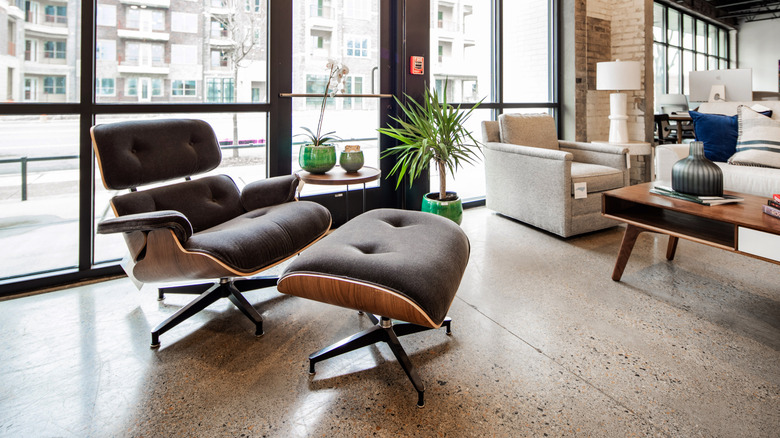 Mid-century modern furniture studio with Eames chair