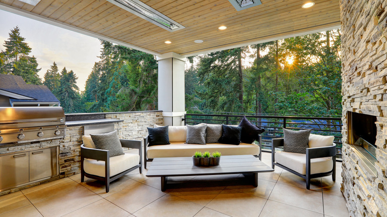 covered porch with outdoor furniture