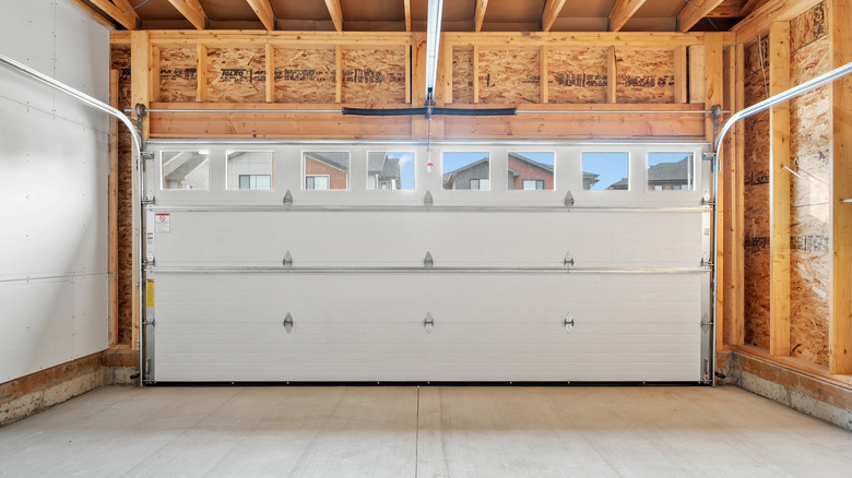 interior view of closed garage door