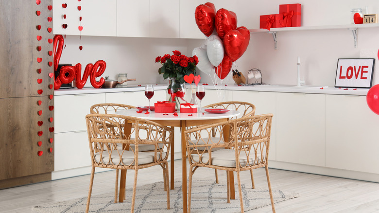 Valentine's Day decor in kitchen