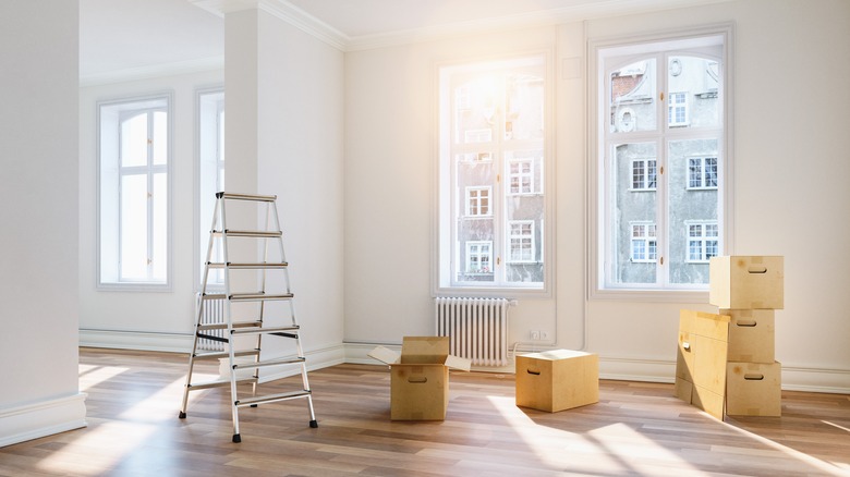 Living room with white boxing