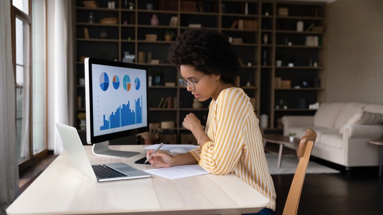 woman working in home office