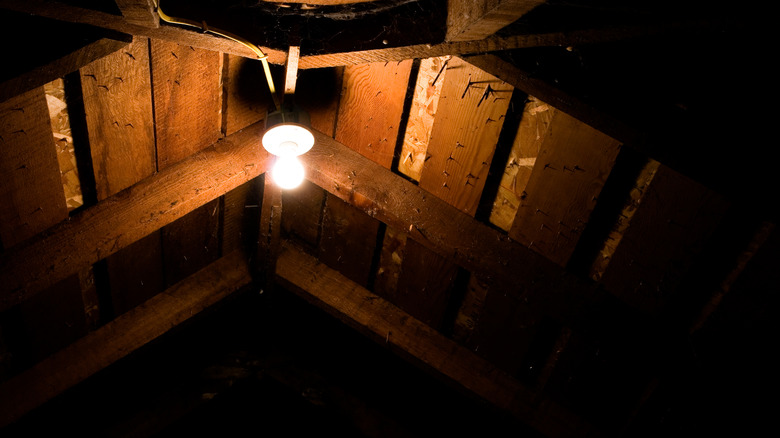 Attic ceiling with protruding nails