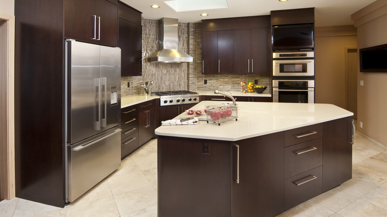 Kitchen with espresso kitchen cabinets