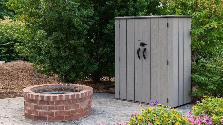 Small shed near firepit