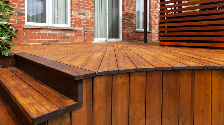 Close-up of dark wood skirting