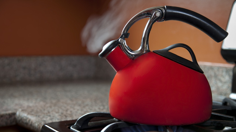 boiling water in kettle