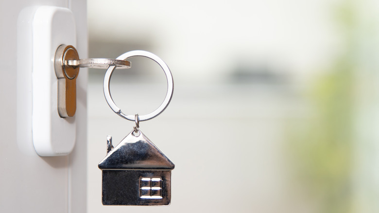 house key in a door