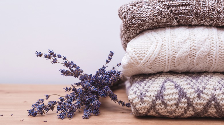 Dried lavender with clothes