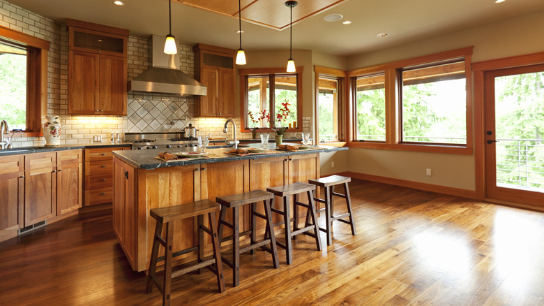 Hardwood flooring in kitchen