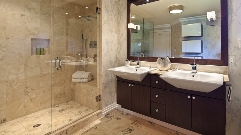 marble bathroom and shower