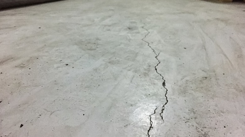 Cracked concrete floor