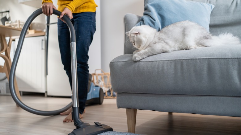 Vacuuming floor