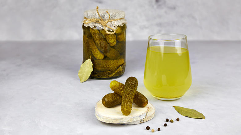 Pickled cucumbers and pickle juice