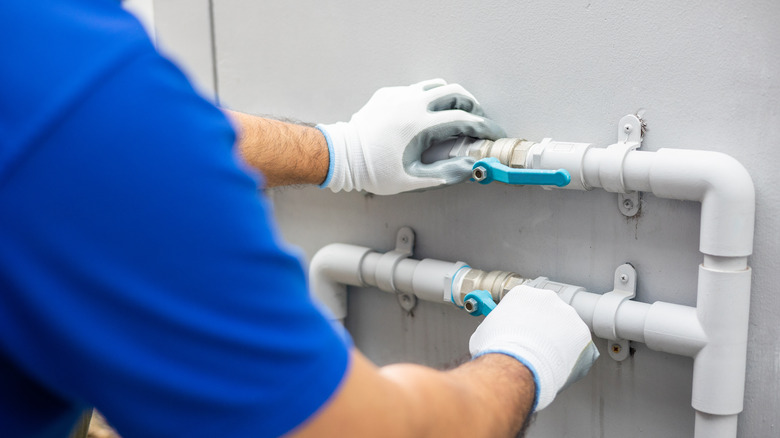 plumber pipes blue handles