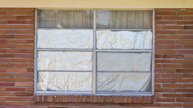 aluminum foil sheets on window