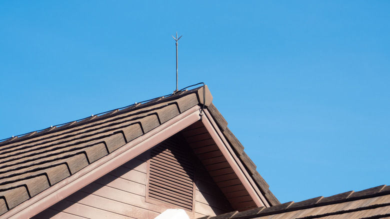 lightning rod on house roof