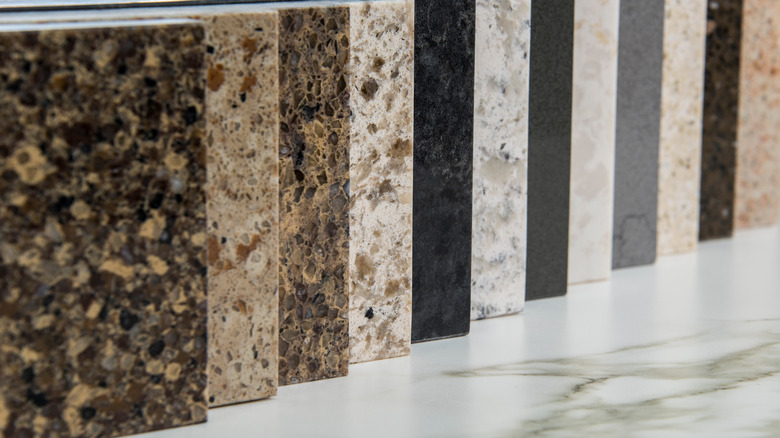 Samples of quartz countertops